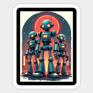 Retro Robot Revival: Vintage Visions of the Future Sticker